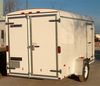 Enclosed Trailer Details: United UEH6x10, curb rear view, double rear doors, white, 3 doors - Eagle Trailer Company, Lawrence, Kansas